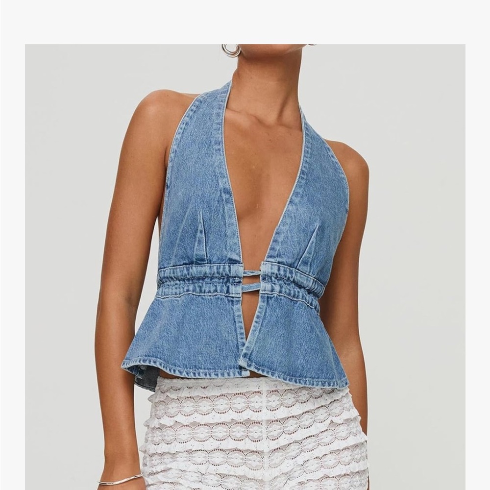 Women’s Summer Denim Halter Top size large NWOT